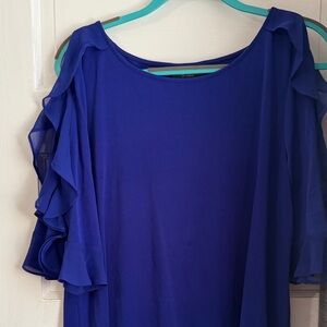 BOLD elements Royal Blue Ruffle Sleeve Blouse